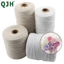 Cordón trenzado de algodón 100% Natural, 2mm y 3mm de diámetro, para manualidades textiles del hogar, hilo de macramé y ganchillo 2024 - compra barato