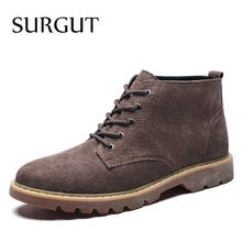 SURGUT Men Fashion Lace-up Handmade Luxury Ankle Boots High Quality Men Casual Breathable British Boot Autumn Winter Male Botas 2024 - buy cheap