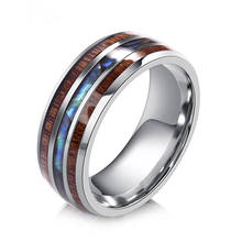 Anel masculino tendências 8mm, aço inoxidável, grão de madeira, anéis femininos, acessórios de joias, presentes 2024 - compre barato