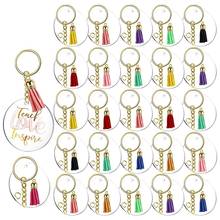 120Pcs Acrylic Keychain Blanks Tassels Clear Circle Blanks with Hole Key Rings with Chain Jump Rings for DIY Keychains 2024 - buy cheap