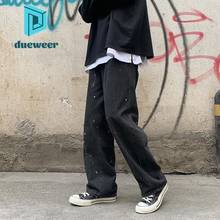 DUEWEER Mens Baggy Plus Size Jeans Office Business Trousers Ink Black Casual Hip Hop Jeans Streetwear Men Wide Leg Denim Pants 2024 - buy cheap