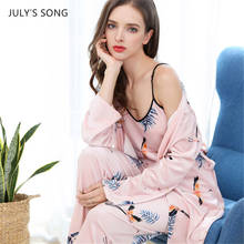 JULY'S SONG Velvet  Pajamas Set 3 Pieces Women Sleepwear Autumn Winter Sling Elegant Printing Nightwear Warm Robe Set Sleepwear 2024 - buy cheap