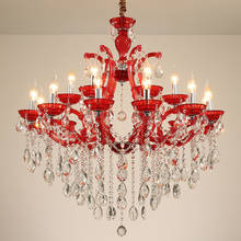 Lustre clássico em forma de cristal, luminária suspensa com lustre vermelho, lâmpada led para iluminação de casa 2024 - compre barato