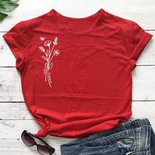 Camiseta con estampado de flores para adultos, camisa divertida con cuello redondo, estética Grunge, 100% algodón, para el Día de San Valentín 2024 - compra barato