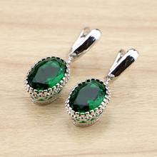 Classic Green Cubic Zirconia Drop Dangle Earrings 925 Sterling Silver Long Earring Jewelry For Women 2024 - buy cheap