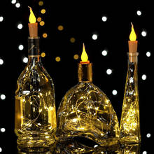С батареями Серебряный провод светодиодный гирлянда в форме пробки светильники в форме винных бутылок свеча пламя Фея гирлянда Рождественская вечеринка Декор 3 2024 - купить недорого
