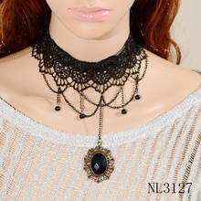 Fashion Romantic Black Lace Collar Bead Pendant Gothic Flower Choker Necklace for Women Jewelry Accessories NL3127 2024 - buy cheap