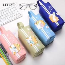 Double-layer Pencil Case for Girl Zipper Canvas Pencil Bag Boy Kawaii Dog Large Capacity Pen Box School Stationery Office Supply 2024 - buy cheap