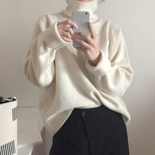 New 2021  Women's Autumn Winter Sweaters Pullover Turtleneck Solid Minimalist Elegant Office Lady Loose Tops Large Size Clothes 2024 - buy cheap