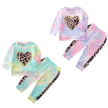 FOCUSNORM 0-3Y Infant Kids Baby Girl Clothes Sets Tie-Dye Leopard Print Pullover T-shirt Tops Long Pant 2PCS 2024 - buy cheap