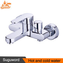 Suguword Copper Hot And Cold Water Faucet Wall-Mounted Bathtub Triple Water Bath Shower Faucet Warm And Cold New Hot Sale 2024 - buy cheap