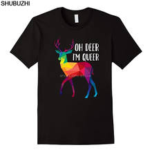 De algodón de hombres nuevos camiseta Oh ciervo soy Gay-broma graciosa del arco iris LGBT Orgullo Gay camiseta sbz5415 2024 - compra barato