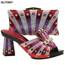 Sapatos e bolsa vermelhos combinam com sapatos e bolsas italianas africanas, conjunto de sapatos e bolsas para festa em casamento 2024 - compre barato