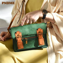 PNDME original art designer genuine leather women small handbag retro casual luxury natural real cowhide shoulder messenger bags 2024 - buy cheap