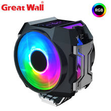 Кулер Great Wall для ПК с RGB-подсветкой, двойной PWM вентилятор, 120 мм, 4Pin, 6 тепловых трубок, для процессора LGA 2011, 2066, AM4, AMD 2024 - купить недорого