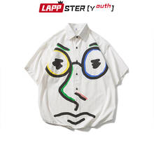 Рубашка LAPPSTER-Youth мужская с принтом Большого Лица, летняя дизайнерская кавайная винтажная рубашка в стиле Харадзюку, 2021 2024 - купить недорого