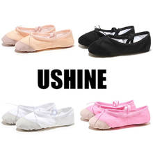 USHINE Yoga Gym flat slippers White Pink White Black Canvas Ballet Dance Shoes For Girls Children Women Teacher 2024 - buy cheap