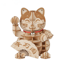 Modelo de gato da sorte, quebra-cabeça de madeira 3d, brinquedos para crianças, meninas, presente de aniversário 2024 - compre barato