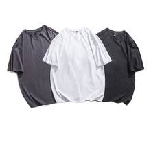 Camiseta solta de manga curta masculina, camiseta com gola redonda, manga curta, 2021 algodão, casual, verão, novo, 100% 2024 - compre barato