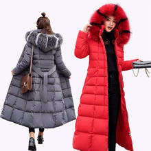 Женская зимняя куртка, длинная парка, пуховик размера плюс с теплым меховым капюшоном, верхняя одежда для женщин на осень 2019 2024 - купить недорого