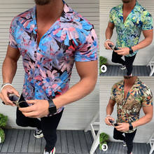 Summer Man Shirt Mens Ethnic Printed Cotton Linen Stripe Short Sleeve Loose Hawaiian Henley Shirt hawaiian shirt 2024 - buy cheap