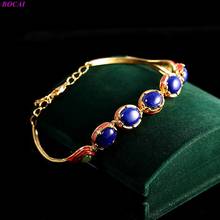 BOCAI Solide S925 sterling silver bracelet jewelry lapis lazuli jade fashion simple women's Thai silver  Bracelet for women 2024 - buy cheap