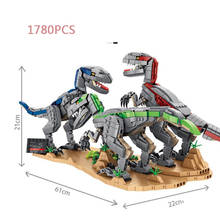 MOC Creative Jurassic dinosaurs moc building block Velociraptor group model assemble bricks toys collection for boys gift 2024 - buy cheap