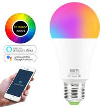 Умный светильник RGB, 15 Вт, Wi-Fi, светодиодная лампа накаливания E27 B22, совместима с Amazon Alexa Google Home и смартфонами 2024 - купить недорого
