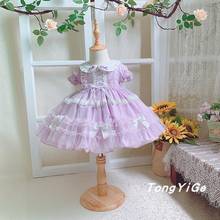 Spanish Baby Clothing Lolita Princess Children Birthday Party Easter Eid Ball Gown Lace Bow Stitching Cute Dresses For Girl A135 2024 - buy cheap