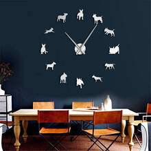 DIY Large Wall Clock Bull Terrier Dog Wall Watch Art Dog Breed Pug Needle Clock Watch Pet Shop Decor Gift for Bull Terrier Lover 2024 - buy cheap