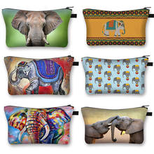 Bolsa de cosméticos estampa de elefante africano, bolsa de viagem portátil de viagem para presente 2024 - compre barato