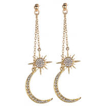 Pendientes brillantes de luna y estrella para mujer, joyería de moda, regalo al por mayor, anillo para la oreja de la luna y las estrellas, novedad de 2021 2024 - compra barato