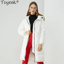 Tcyeek jaqueta de inverno feminina de pato branco grosso, casaco longo com capuz feminino, roupas quentes 2020 inverno da85319 2024 - compre barato