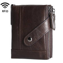 Fashion Male Wallet Zipper Snap Anti Theft RFID Genuine Leather Wallet Men Luxury Business Card Holder Purse Wallet Man 2024 - buy cheap