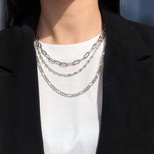 Srwh-colar de metal geométrico feminino, novo, na moda, simples, de três camadas, oval, corrente, figaro, bijuteria diária 2024 - compre barato