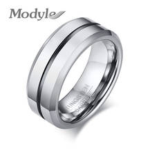 Modyle 2022 New 8MM Tungsten Rings Classic Wedding Rings For Women Men's Gray Line Rings Tungsten Jewelry Party Ring 2024 - buy cheap