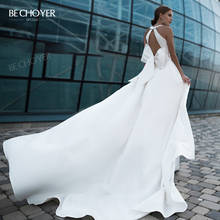 Элегантное свадебное платье с бантом, модное атласное платье-трапеция без рукавов с V-образным вырезом для невесты, платье принцессы со шлейфом, свадебное платье AK16 2024 - купить недорого