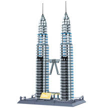 Wange 8011 nueva serie de arquitectura famosa la torre de Kuala Lampur Petronas modelo 3D bloques de construcción juguetes clásicos para niños 2024 - compra barato