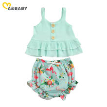 Ma & Baby-Conjunto de ropa para bebé de 0 a 4 años, Chaleco con volantes para recién nacido, Tops, pantalones cortos florales, bombachos, trajes, trajes de verano 2024 - compra barato