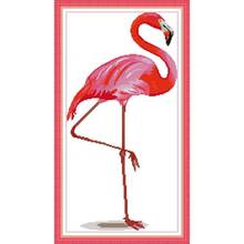 Rosa flamingo contagem ponto cruz 11ct 14ct ponto cruz conjunto diy animal ponto cruz kit bordado bordado decoração de casa 2024 - compre barato