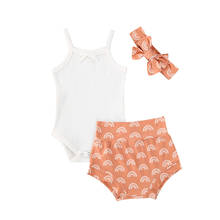 3Pcs Newborn Baby Girl Summer Shorts Outfit Sleeveless Bodysuit Romper+Ruffles Short Pants+Headband Clothes 2024 - buy cheap