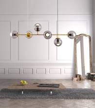 Lustre moderno de bola de vidro, luminária pendente para sala de estar, cozinha, dourada, luxuosa, designer, luzes nórdicas 2024 - compre barato