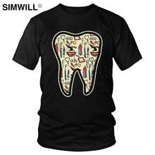 Camiseta de algodón con imágenes molares para hombres, camisa de manga corta con estampado de dientes, para odontología, dentista, regalo, novedad 2024 - compra barato