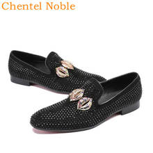 Chentel sapatos masculinos de camurça, calçados de couro, preto, cristal, tamanhos grandes 2024 - compre barato