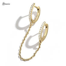 Starose 1pc Rhinestone Hoop Earrings Clikcer Circle Helix Piercing Earcuff Long Tassel Chain Earring Handcuff Party Ear Jewelry 2024 - buy cheap