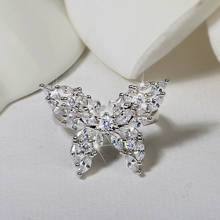 Anel de borboleta de cristal romântico requintado cor de prata zircônia cúbica anel feminino aniversário noivado jóias para mulher 2024 - compre barato
