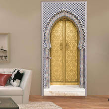 Door Stickers Home Decor Arabic Style Golden Door Wall Murals Wall Stickers Wallpaper Decals Home Decoration 2024 - buy cheap