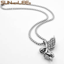 SUNNERLEES 316L Stainless Steel Pendant Necklace Punk Angle-Girl Wings Link Chain Men Women Jewelry Gift SP37 2024 - buy cheap