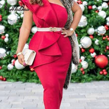 2020 Hot Brand Unusual One Off Shoulder Young Lady Of Note Sexy Club Red Short Sleeve High Waist Women Pencil Maxi Dress 2024 - buy cheap