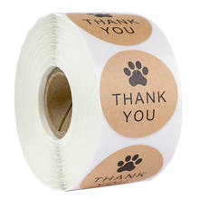 Kraft Paper Thank You Stickers Seals Labels Dog Paw Print 1 Inch Gift Baking Bag Packaging Decor Stationery Sticker 500 Per Roll 2024 - buy cheap